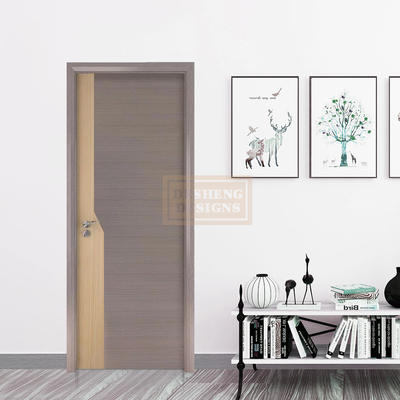 Seamless stitching 3D twilled wood grain laminated plywood door in mix of yellow and grey colors